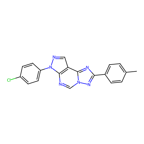 7-(4-chlorophenyl)-2-(4-methylphenyl)-7H-pyrazolo[4,3-e][1,2,4]triazolo[1,5-c]pyrimidine structure