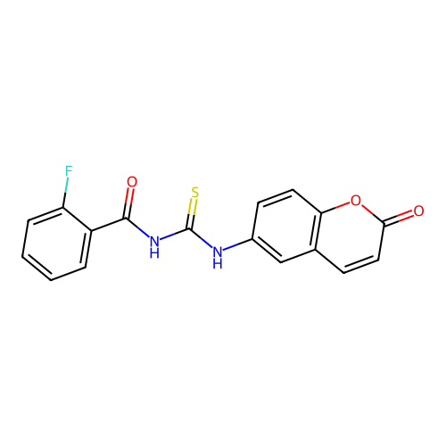 2-fluoro-N-[(2-oxochromen-6-yl)carbamothioyl]benzamide structure