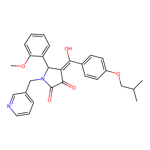 (4E)-4-[hydroxy-[4-(2-methylpropoxy)phenyl]methylidene]-5-(2-methoxyphenyl)-1-(pyridin-3-ylmethyl)pyrrolidine-2,3-dione structure