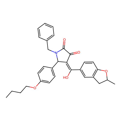(4E)-1-benzyl-5-(4-butoxyphenyl)-4-[hydroxy(2-methyl-2,3-dihydro-1-benzofuran-5-yl)methylidene]pyrrolidine-2,3-dione structure