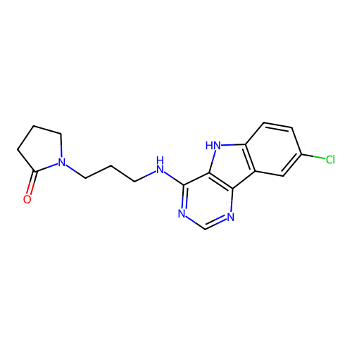 1-[3-[(8-chloro-5H-pyrimido[5,4-b]indol-4-yl)amino]propyl]pyrrolidin-2-one structure