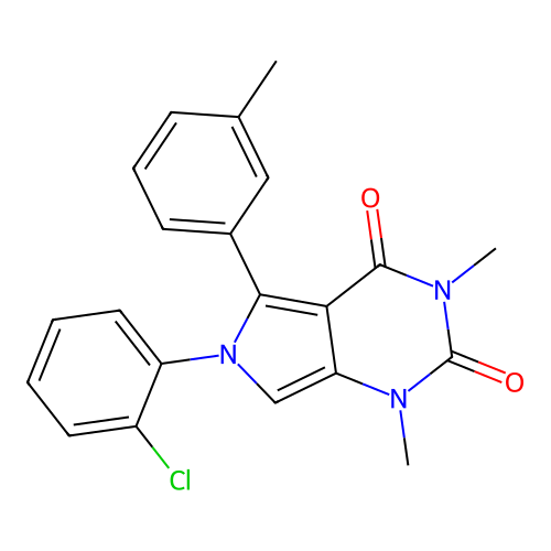 6-(2-chlorophenyl)-1,3-dimethyl-5-(3-methylphenyl)pyrrolo[3,4-d]pyrimidine-2,4-dione structure
