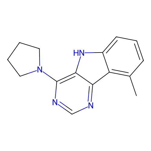 9-methyl-4-(pyrrolidin-1-yl)-5H-pyrimido[5,4-b]indole structure
