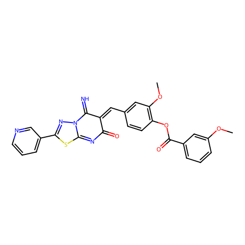 (Z)-4-((5-imino-7-oxo-2-(pyridin-3-yl)-5H-[1,3,4]thiadiazolo[3,2-a]pyrimidin-6(7H)-ylidene)methyl)-2-methoxyphenyl 3-methoxybenzoate structure