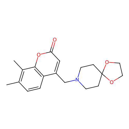 4-(1,4-dioxa-8-azaspiro[4.5]decan-8-ylmethyl)-7,8-dimethyl-2H-chromen-2-one structure