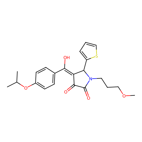 3-hydroxy-1-(3-methoxypropyl)-4-[4-(propan-2-yloxy)benzoyl]-5-(thiophen-2-yl)-2,5-dihydro-1H-pyrrol-2-one structure