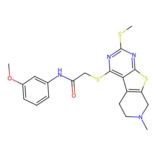 N-(3-methoxyphenyl)-2-((7-methyl-2-(methylthio)-5,6,7,8-tetrahydropyrido[4',3':4,5]thieno[2,3-d]pyrimidin-4-yl)thio)acetamide structure