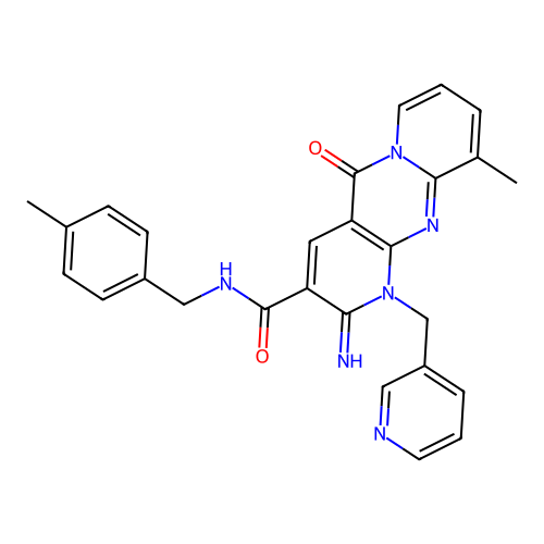 2-imino-10-methyl-N-(4-methylbenzyl)-5-oxo-1-(pyridin-3-ylmethyl)-1,5-dihydro-2H-dipyrido[1,2-a:2',3'-d]pyrimidine-3-carboxamide structure