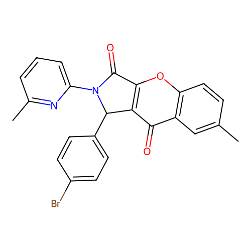 1-(4-bromophenyl)-7-methyl-2-(6-methylpyridin-2-yl)-1,2-dihydrochromeno[2,3-c]pyrrole-3,9-dione structure