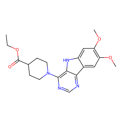 ethyl 1-(7,8-dimethoxy-5H-pyrimido[5,4-b]indol-4-yl)piperidine-4-carboxylate structure