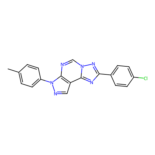 2-(4-chlorophenyl)-7-(p-tolyl)-7H-pyrazolo[4,3-e][1,2,4]triazolo[1,5-c]pyrimidine structure