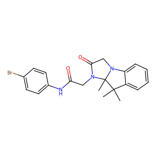 N-(4-bromophenyl)-2-(9,9,9a-trimethyl-2-oxo-2,3,9,9a-tetrahydro-1H-imidazo[1,2-a]indol-1-yl)acetamide structure