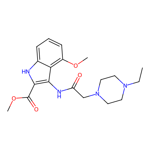 Methyl 3-[[2-(4-ethylpiperazin-1-yl)acetyl]amino]-4-methoxy-1H-indole-2-carboxylate structure