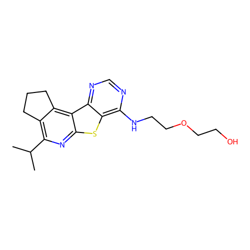 2-(2-((4-isopropyl-2,3-dihydro-1H-cyclopenta[4',5']pyrido[3',2':4,5]thieno[3,2-d]pyrimidin-7-yl)amino)ethoxy)ethanol structure