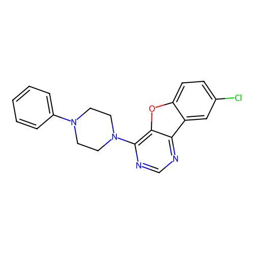 8-Chloro-4-(4-phenylpiperazin-1-yl)[1]benzofuro[3,2-d]pyrimidine structure