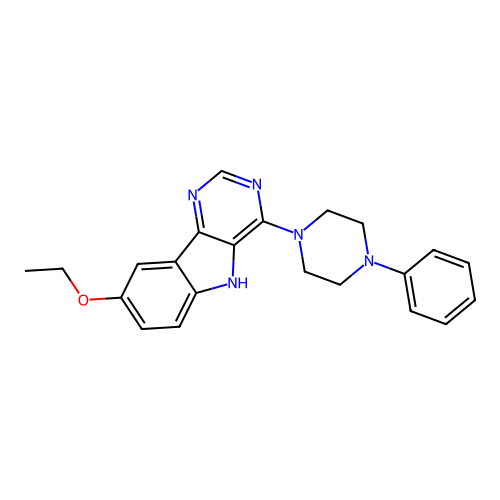 8-ethoxy-4-(4-phenylpiperazin-1-yl)-5H-pyrimido[5,4-b]indole structure