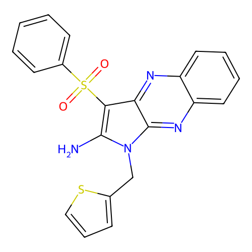 3-(phenylsulfonyl)-1-(thiophen-2-ylmethyl)-1H-pyrrolo[2,3-b]quinoxalin-2-amine structure