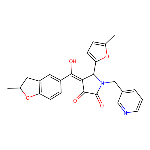 3-hydroxy-4-(2-methyl-2,3-dihydro-1-benzofuran-5-carbonyl)-5-(5-methylfuran-2-yl)-1-[(pyridin-3-yl)methyl]-2,5-dihydro-1H-pyrrol-2-one structure