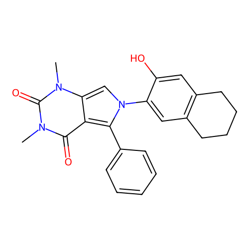 6-(3-hydroxy-5,6,7,8-tetrahydronaphthalen-2-yl)-1,3-dimethyl-5-phenyl-1H-pyrrolo[3,4-d]pyrimidine-2,4(3H,6H)-dione structure