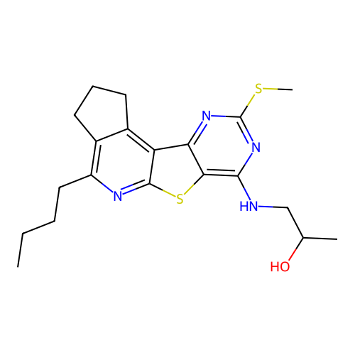 1-((4-butyl-9-(methylthio)-2,3-dihydro-1H-cyclopenta[4',5']pyrido[3',2':4,5]thieno[3,2-d]pyrimidin-7-yl)amino)propan-2-ol structure
