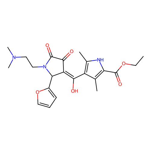ethyl 4-[[1-(2-dimethylaminoethyl)-2-(furan-2-yl)-4,5-dioxopyrrolidin-3-ylidene]-hydroxymethyl]-3,5-dimethyl-1H-pyrrole-2-carboxylate structure