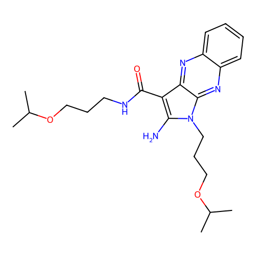 2-amino-N,1-bis(3-isopropoxypropyl)-1H-pyrrolo[2,3-b]quinoxaline-3-carboxamide structure