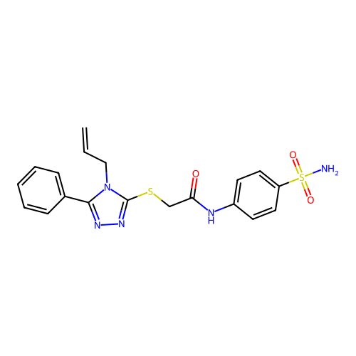 2-{[5-phenyl-4-(prop-2-en-1-yl)-4H-1,2,4-triazol-3-yl]sulfanyl}-N-(4-sulfamoylphenyl)acetamide structure