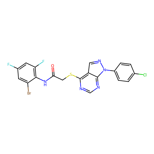 N-(2-bromo-4,6-difluorophenyl)-2-((1-(4-chlorophenyl)-1H-pyrazolo[3,4-d]pyrimidin-4-yl)thio)acetamide structure