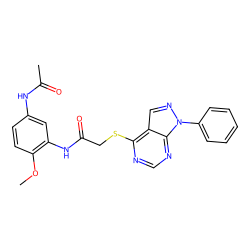 N-(5-acetamido-2-methoxyphenyl)-2-(1-phenylpyrazolo[3,4-d]pyrimidin-4-yl)sulfanylacetamide structure