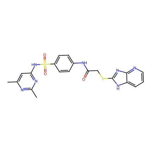 2-((3H-imidazo[4,5-b]pyridin-2-yl)thio)-N-(4-(N-(2,6-dimethylpyrimidin-4-yl)sulfamoyl)phenyl)acetamide structure