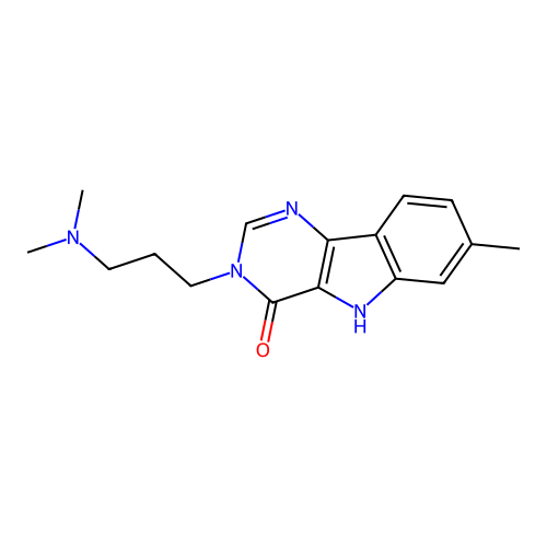3-[3-(dimethylamino)propyl]-7-methyl-3,5-dihydro-4H-pyrimido[5,4-b]indol-4-one structure