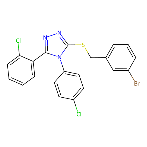 3-[(3-bromophenyl)methylsulfanyl]-5-(2-chlorophenyl)-4-(4-chlorophenyl)-1,2,4-triazole structure