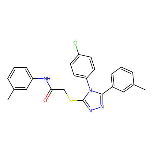 2-[[4-(4-chlorophenyl)-5-(3-methylphenyl)-1,2,4-triazol-3-yl]sulfanyl]-N-(3-methylphenyl)acetamide structure