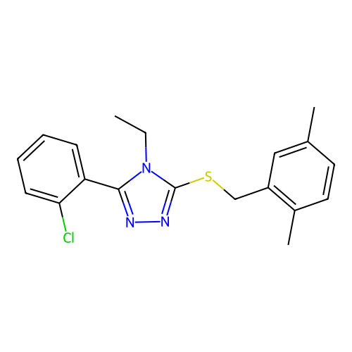 3-(2-chlorophenyl)-5-[(2,5-dimethylbenzyl)sulfanyl]-4-ethyl-4H-1,2,4-triazole structure