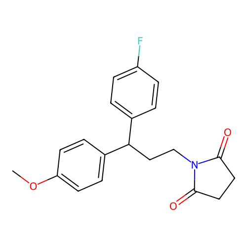 1-[3-(4-Fluorophenyl)-3-(4-methoxyphenyl)propyl]pyrrolidine-2,5-dione structure