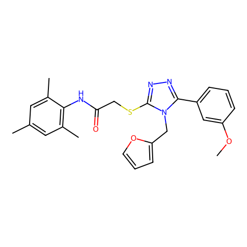 2-{[4-(furan-2-ylmethyl)-5-(3-methoxyphenyl)-4H-1,2,4-triazol-3-yl]sulfanyl}-N-(2,4,6-trimethylphenyl)acetamide structure