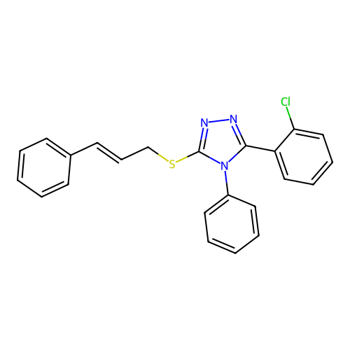 3-(2-chlorophenyl)-4-phenyl-5-{[(2E)-3-phenylprop-2-en-1-yl]sulfanyl}-4H-1,2,4-triazole structure