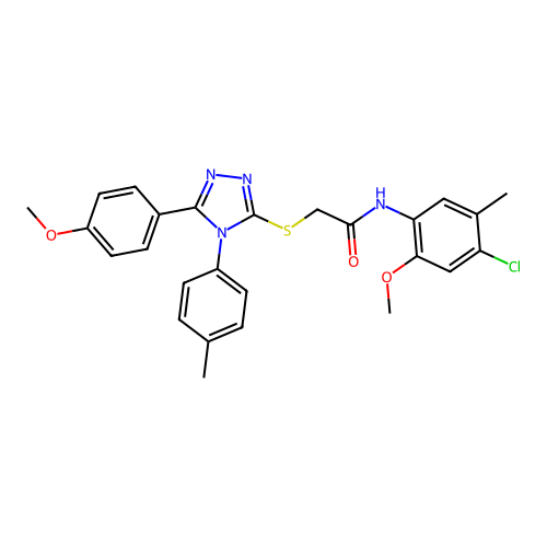 N-(4-chloro-2-methoxy-5-methylphenyl)-2-{[5-(4-methoxyphenyl)-4-(4-methylphenyl)-4H-1,2,4-triazol-3-yl]sulfanyl}acetamide structure