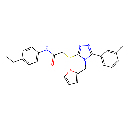 N-(4-ethylphenyl)-2-{[4-(furan-2-ylmethyl)-5-(3-methylphenyl)-4H-1,2,4-triazol-3-yl]sulfanyl}acetamide structure