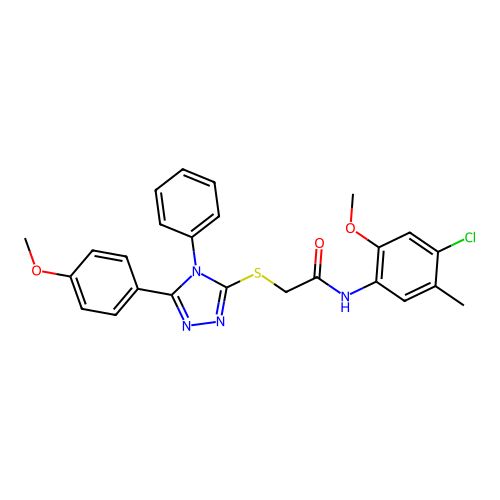 N-(4-chloro-2-methoxy-5-methylphenyl)-2-{[5-(4-methoxyphenyl)-4-phenyl-4H-1,2,4-triazol-3-yl]sulfanyl}acetamide structure