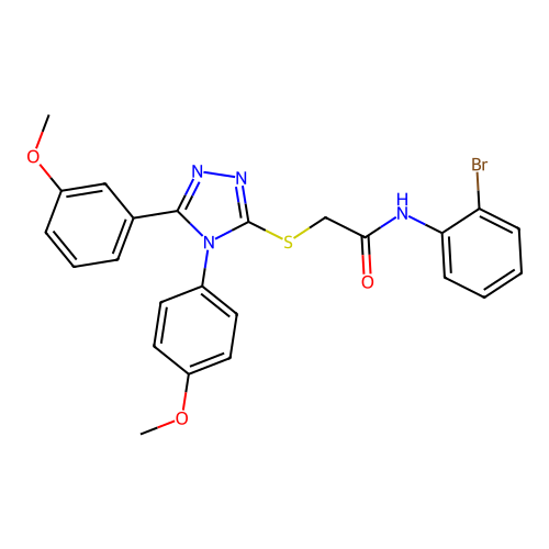 N-(2-bromophenyl)-2-{[5-(3-methoxyphenyl)-4-(4-methoxyphenyl)-4H-1,2,4-triazol-3-yl]sulfanyl}acetamide structure