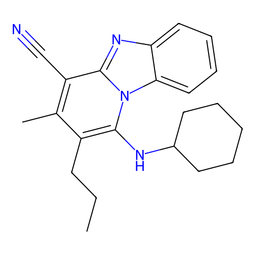 1-(Cyclohexylamino)-3-methyl-2-propylpyrido[1,2-a]benzimidazole-4-carbonitrile structure