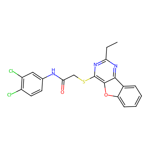 N-(3,4-dichlorophenyl)-2-((2-ethylbenzofuro[3,2-d]pyrimidin-4-yl)thio)acetamide structure