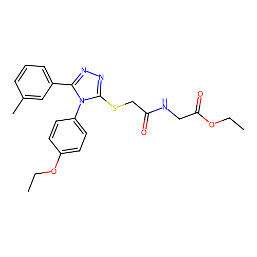 ethyl 2-(2-((4-(4-ethoxyphenyl)-5-(m-tolyl)-4H-1,2,4-triazol-3-yl)thio)acetamido)acetate structure