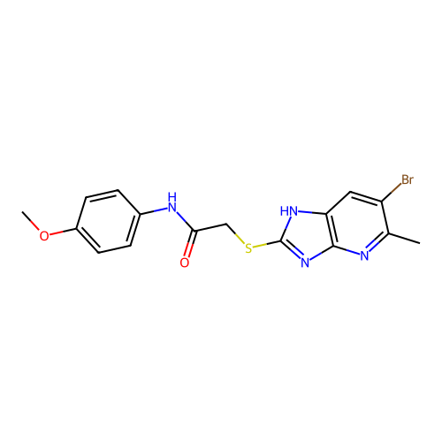 2-[(6-bromo-5-methyl-1H-imidazo[4,5-b]pyridin-2-yl)sulfanyl]-N-(4-methoxyphenyl)acetamide structure