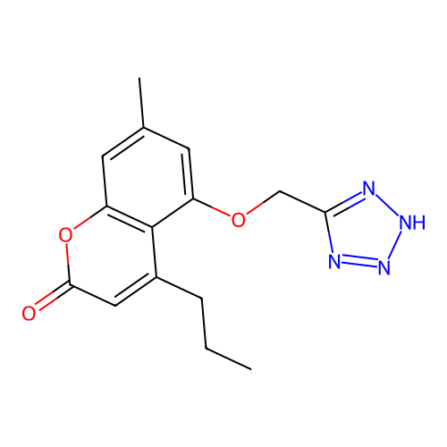 7-methyl-4-propyl-5-(1H-tetrazol-5-ylmethoxy)-2H-chromen-2-one structure