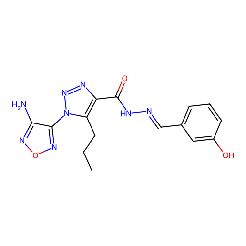 (E)-1-(4-amino-1,2,5-oxadiazol-3-yl)-N'-(3-hydroxybenzylidene)-5-propyl-1H-1,2,3-triazole-4-carbohydrazide structure