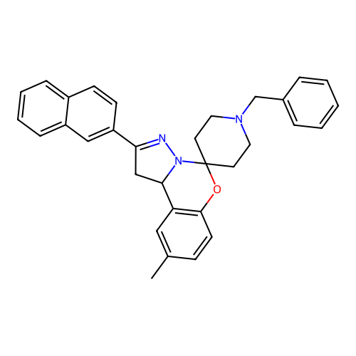 1'-benzyl-9-methyl-2-(naphthalen-2-yl)-1,10b-dihydrospiro[benzo[e]pyrazolo[1,5-c][1,3]oxazine-5,4'-piperidine] structure