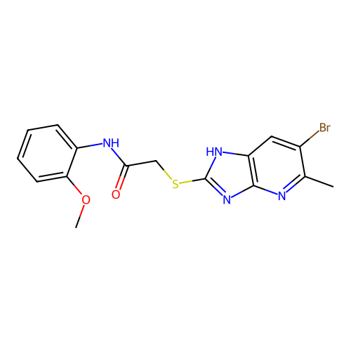 2-[(6-bromo-5-methyl-1H-imidazo[4,5-b]pyridin-2-yl)sulfanyl]-N-(2-methoxyphenyl)acetamide structure