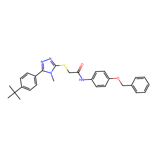 N-[4-(benzyloxy)phenyl]-2-{[5-(4-tert-butylphenyl)-4-methyl-4H-1,2,4-triazol-3-yl]sulfanyl}acetamide structure